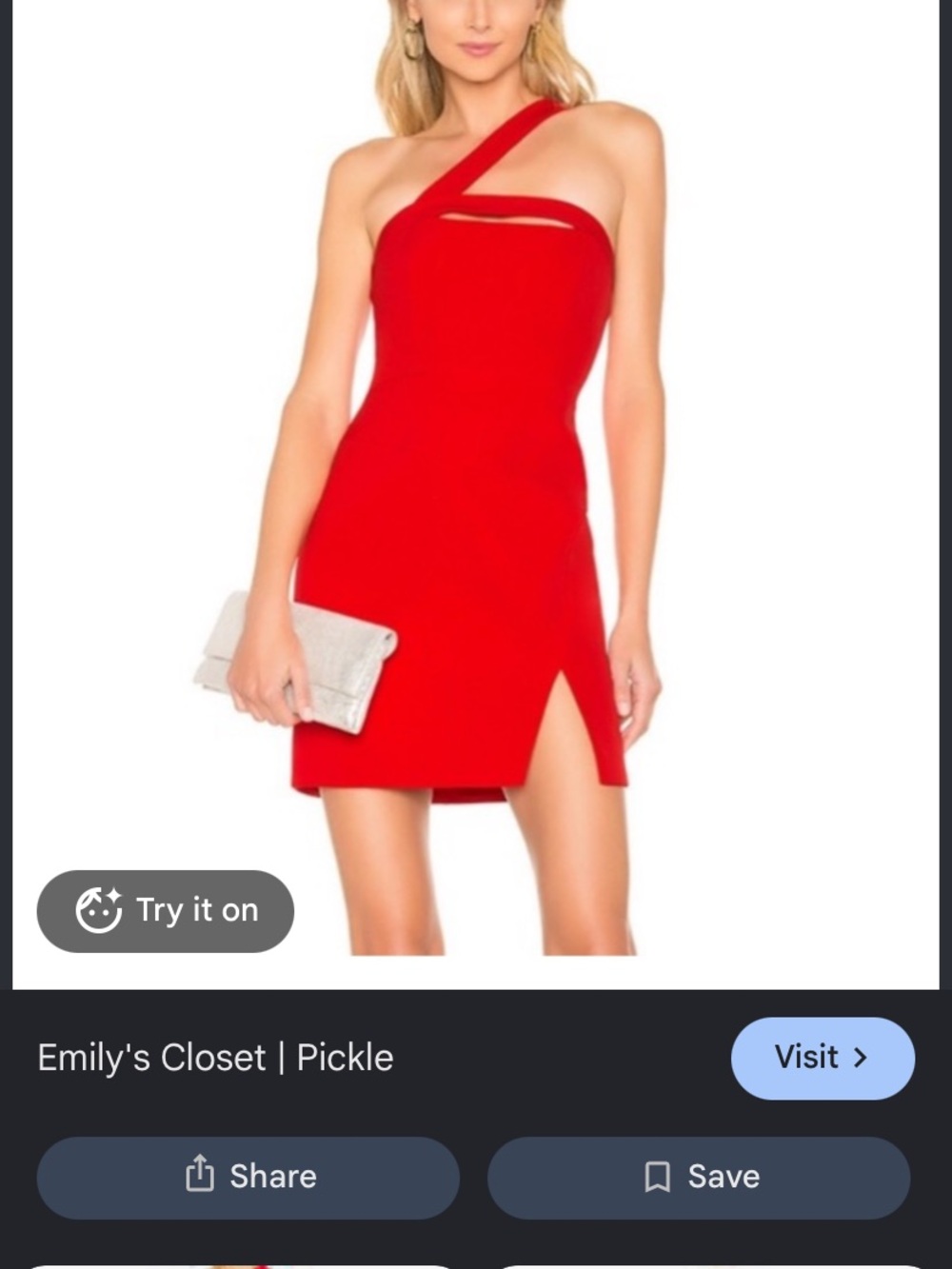 BCBGMaxAzria Vibrant Red One-Shoulder Mini Dress with Front Slit